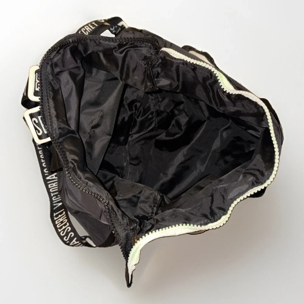 NWT Pink Victoria's Secret Nylon Bags Packable Backpack  Clutch Tote Bag Black